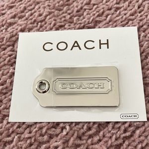 2.25" Large COACH SILVER NICKEL METAL KEY FOB BAG CHARM KEYCHAIN HANGTAG TAG